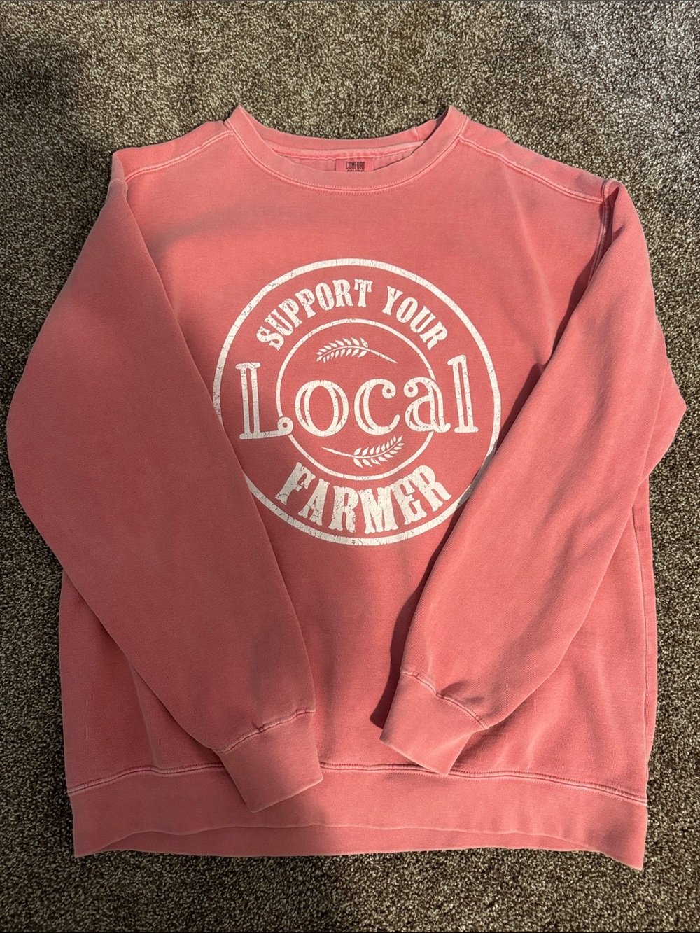 Comfort Colors Pink 'Support Your Local Farmer' Crewneck Sweatshirt